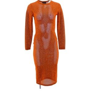 Cynthia Rowley Orange Solid Midi Dress